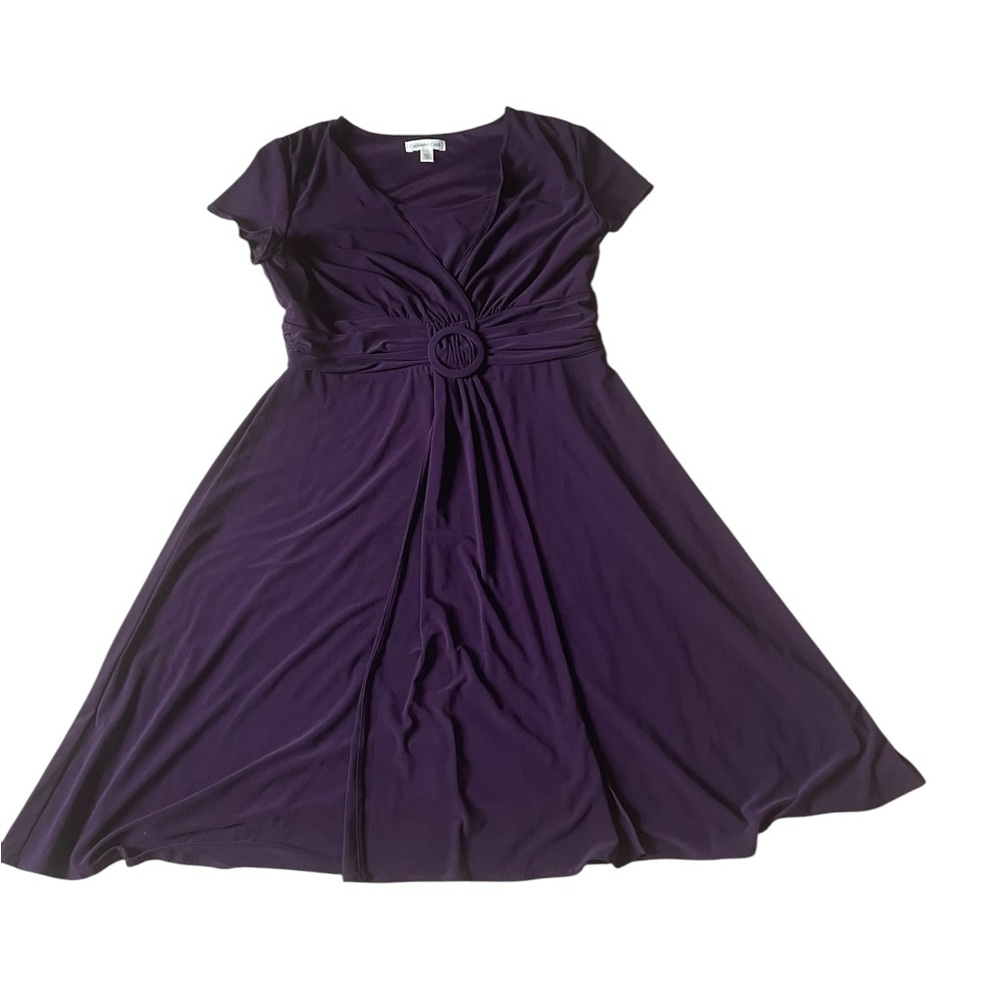 Coldwater Creek Plum V-Neck Maxi Dress with Waist Buckle